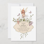 妖精の最初の誕生日メカニズドフラワーパーティー 招待状 (正面)