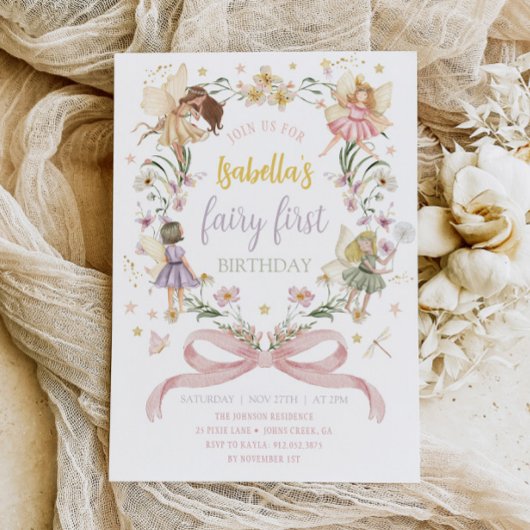 妖精の最初の誕生日妖精のガーデンバースデーパーティー 招待状