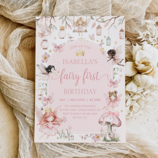 妖精の最初の誕生日妖精のガーデンバースデーパーティー 招待状