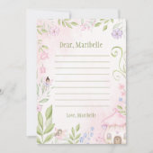 妖精の最初の誕生日時間カプセルノートカード 招待状 (正面)