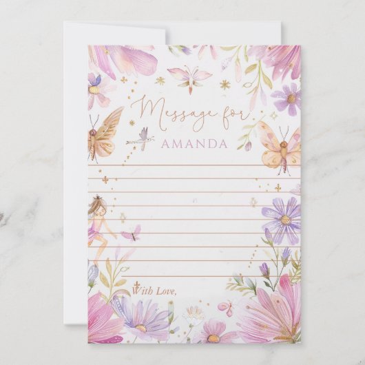 妖精の最初の誕生日時間カプセルメッセージ カード (正面)