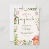 妖精の最初の誕生日森林水の色キノコ サンキューカード (正面)