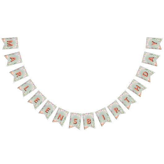 妖精の最初の誕生日森林水の色キノコ バンティングフラッグ (全)