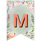 妖精の最初の誕生日森林水の色キノコ バンティングフラッグ (第1の旗)