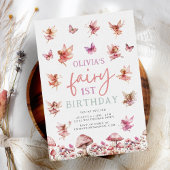 妖精の最初の誕生日水の色キノコ1st 招待状