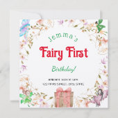 妖精の最初の誕生日水の色ギフトボックス招待状 (正面)