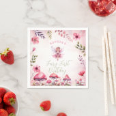 妖精の最初の誕生日魅惑の森のキノコ スタンダードカクテルナプキン (インサイチュ)