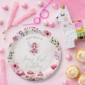 妖精の最初の誕生日魅惑の森のキノコ ペーパープレート (パーティー)