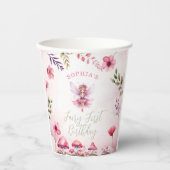 妖精の最初の誕生日魅惑の森のキノコ 紙コップ (正面)