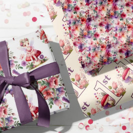 妖精の最初の誕生日魅惑の水の色の庭 ラッピングペーパーシート