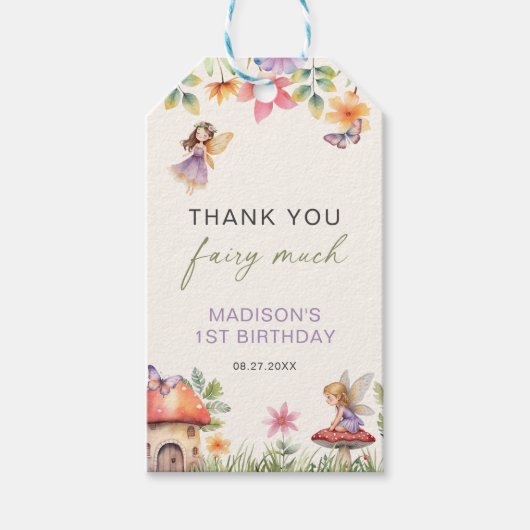 妖精の最初の誕生日魔法の森ありがとう ギフトタグ (正面)