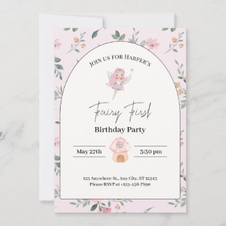 妖精の最初の誕生日1歳の誕生日招待状 シーズンカード