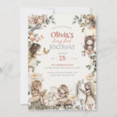 妖精の最初の誕生日 水彩の妖精たち 招待状 (正面)