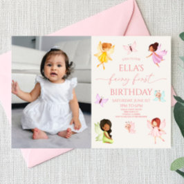 妖精の最初の魅惑された妖精の最初の誕生日パーティー 招待状