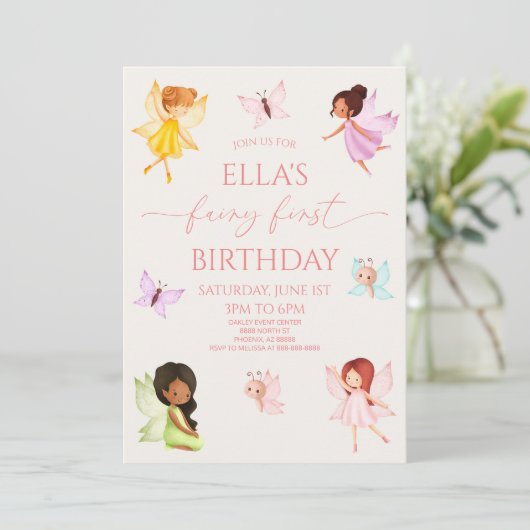妖精の最初の魅惑された妖精の最初の誕生日パーティー 招待状 (スタンド正面)