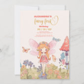 妖精の最初の魔法のウッドランド1歳の誕生日 招待状 (正面)