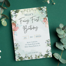 妖精の最初の魔法のウッドランド1歳の誕生日 招待状