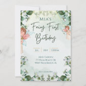 妖精の最初の魔法のウッドランド1歳の誕生日 招待状 (正面)