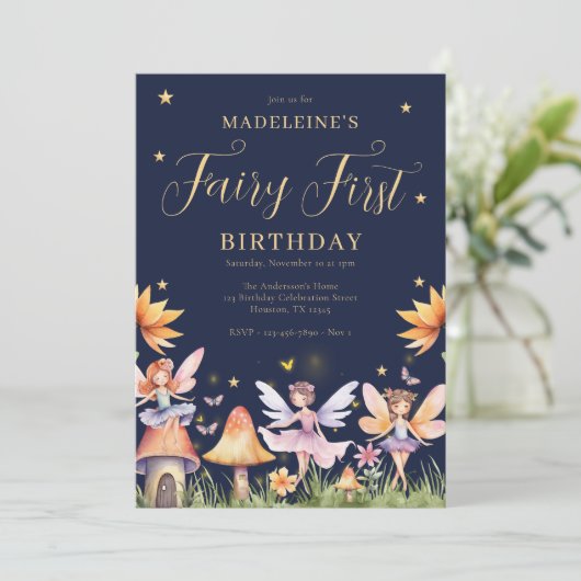 妖精の最初の魔法の庭の魔法の庭1st誕生日 招待状 (スタンド正面)