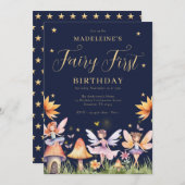 妖精の最初の魔法の庭の魔法の庭1st誕生日 招待状 (正面/裏面)