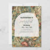 妖精の最初の1歳の誕生日に魅了された森 招待状 (正面)