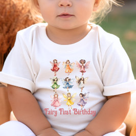 妖精の最初の1歳の誕生日カラフル魔法の妖精 トドラーTシャツ