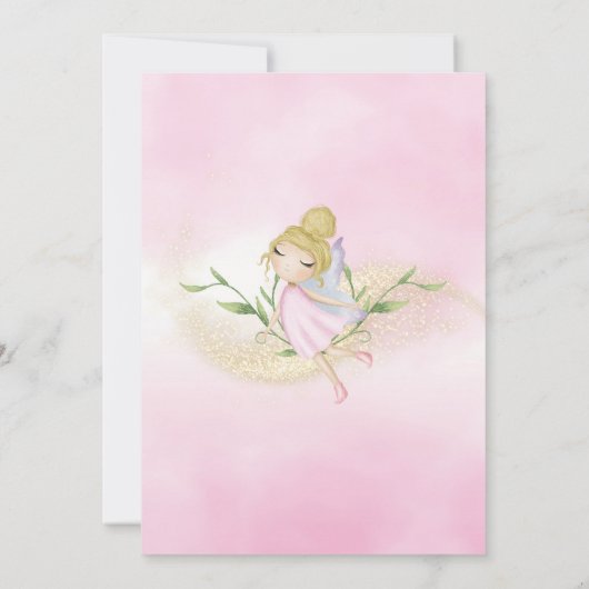 妖精の最初の1番目の誕生日ガールフォレストキノコ 招待状 (裏面)