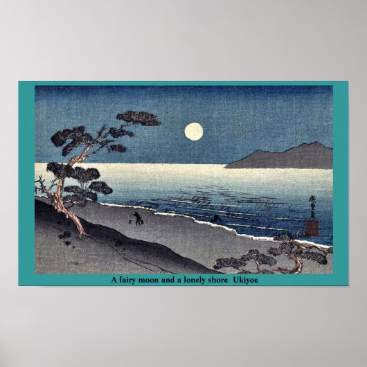 妖精の月と孤独な海岸の浮世絵 ポスター (正面)