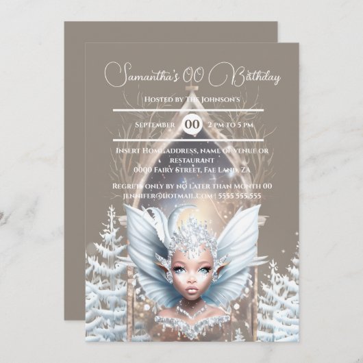 妖精の月の冬の女王の魔法のポータル魅惑 招待状 (正面/裏面)