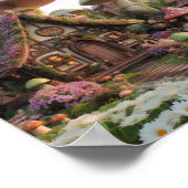 妖精の村の巨大なキノコと花 ポスター (角)