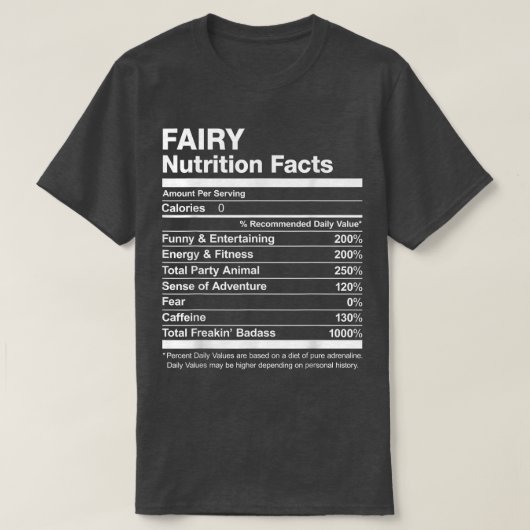 妖精の栄養の事実名おもしろい Tシャツ (デザイン正面)