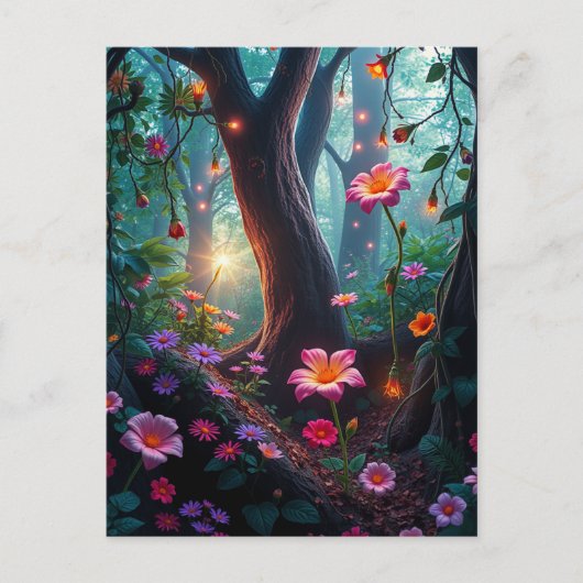妖精の森お洒落の太陽の光 ポストカード (正面)