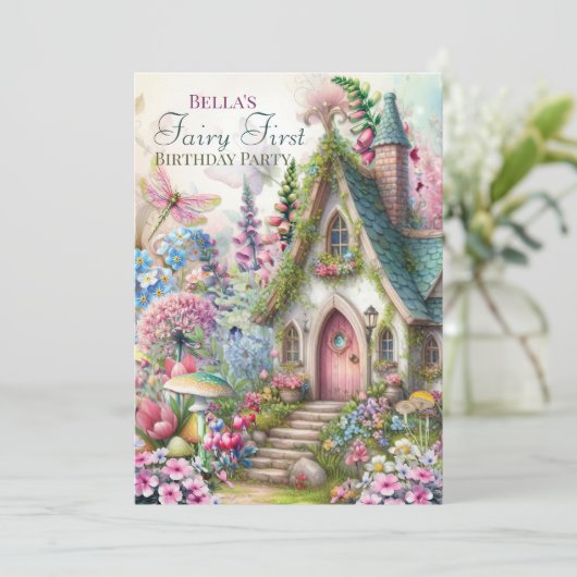 妖精の森のコテージコアパーティー招待状 招待状 (スタンド正面)