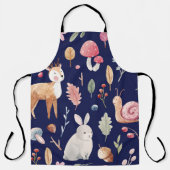 妖精の森の動物の子供の水色 エプロン (正面)