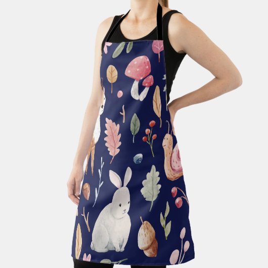 妖精の森の動物の子供の水色 エプロン (インサイチュ)