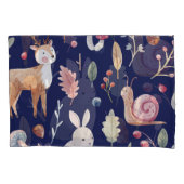 妖精の森の動物の子供の水色 枕カバー (正面)