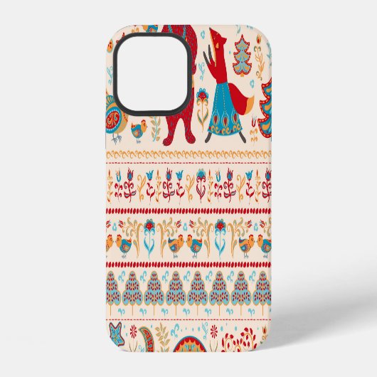 妖精の森の動物: ベージュ背景 iPhoneケース (裏面)