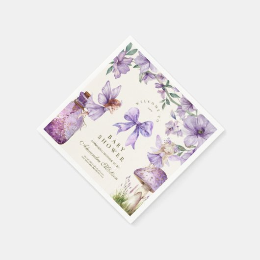 妖精の森の女の子の赤ちゃんシャワー スタンダードカクテルナプキン (角)