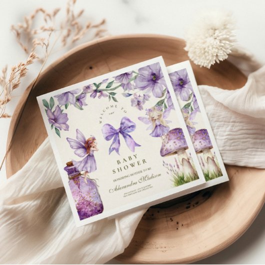 妖精の森の女の子の赤ちゃんシャワー スタンダードカクテルナプキン