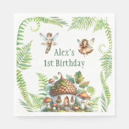 妖精の森の庭男女兼用1歳の誕生日 スタンダードランチョンナプキン