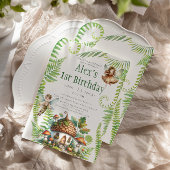 妖精の森の庭男女兼用1歳の誕生日 招待状