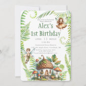 妖精の森の庭男女兼用1歳の誕生日 招待状 (正面)