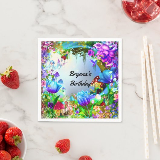 妖精の森の魔法の誕生日パーティー スタンダードカクテルナプキン (インサイチュ)