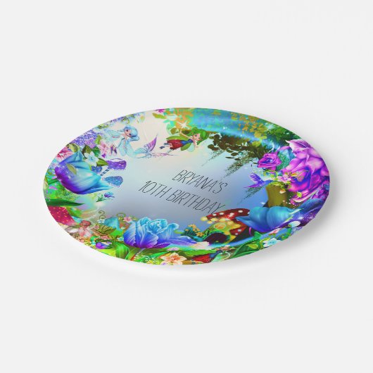 妖精の森の魔法の誕生日パーティー ペーパープレート (アングル)