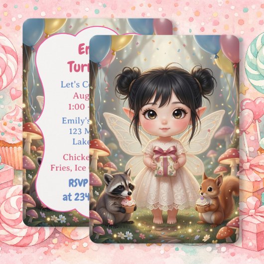 妖精の森の魔法の誕生日パーティー 招待状