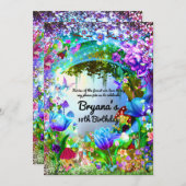 妖精の森の魔法の誕生日パーティー 招待状 (正面/裏面)