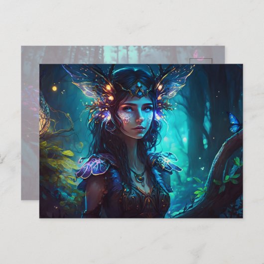 妖精の森魔法フローラお洒落ー ポストカード (正面/裏面)