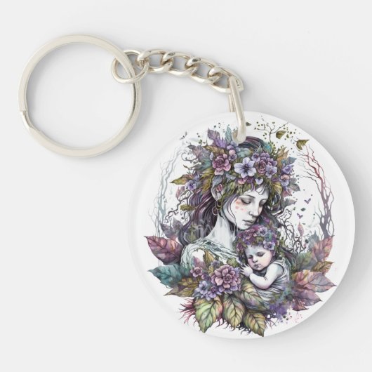 妖精の母と子供のアクリルキーチェーン キーホルダー (正面)