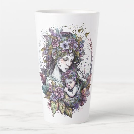 妖精の母と子供のラテマグ カフェラテマグ (正面)