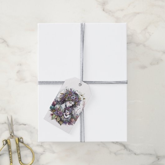 妖精の母と子 ギフトタグ (より糸付き)